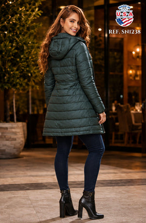 003 -SN1238 CHAQUETA ACOLCHADA CON CAPUCHA - Ropa Colombiana