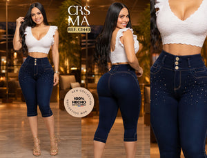Ref. 070 -C1443 Jean Capri Colombiano Push Up - Ropa Colombiana