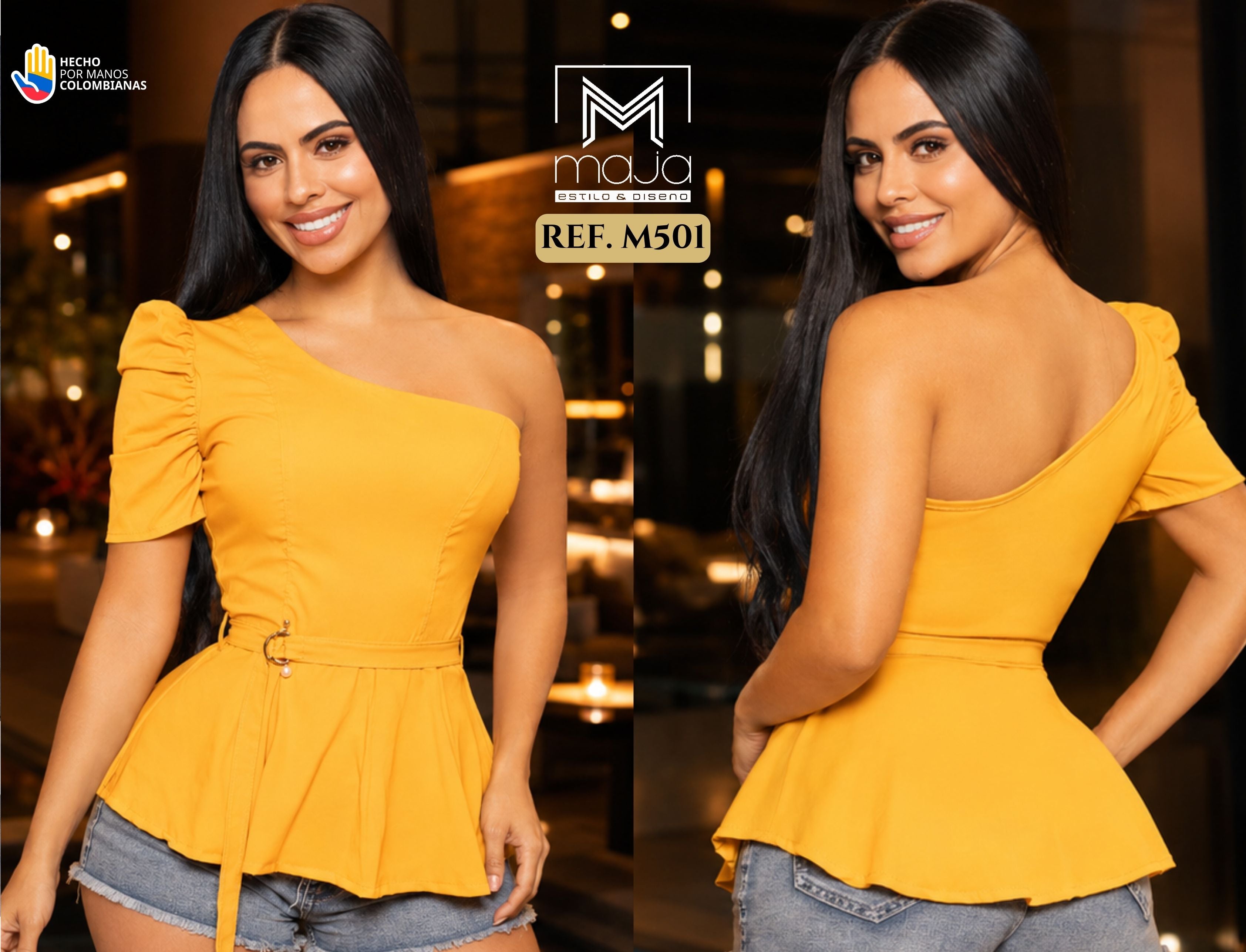 Ref. 071 -M501 Blusa Hombro descubierto estilo Colombiano - Ropa Colombiana