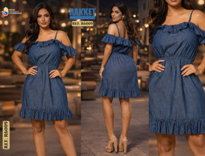Ref. 006 -R6009 Vestido colombiano jean - Ropa Colombiana